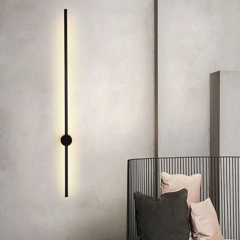 Simple Style Linear Wall Sconce Aluminum Sconce Wall Light in Black Finish