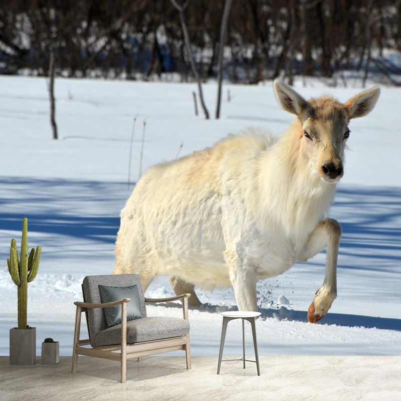 Deer Animal Water-Resistant Wall Mural Minimalist Wall Covering for Living Room Decor