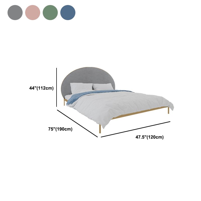 Glam Metal and Upholstered Bed Frame with Arched Upholstered Headboard