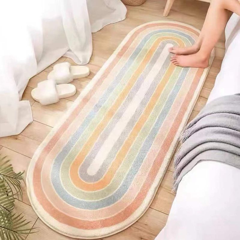 Beige Simple Rug Polyester Tulip Indoor Rug Non-Slip Backing Rug for Home Decor