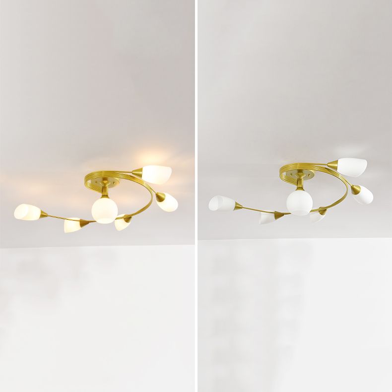 Schattiertes Wohnzimmer halb Flush Deckenleuchte Einfachheit Glasdecke Flush Mount