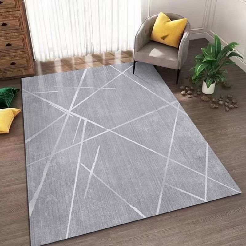 Grey Line Carpet Polyester Modern Carpet Washable Carpet for Living Room