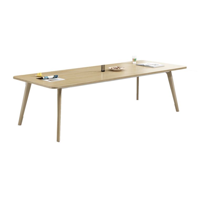 Solid Wood Contemporary Rectangle Table Wood Top Table with 4 Legs