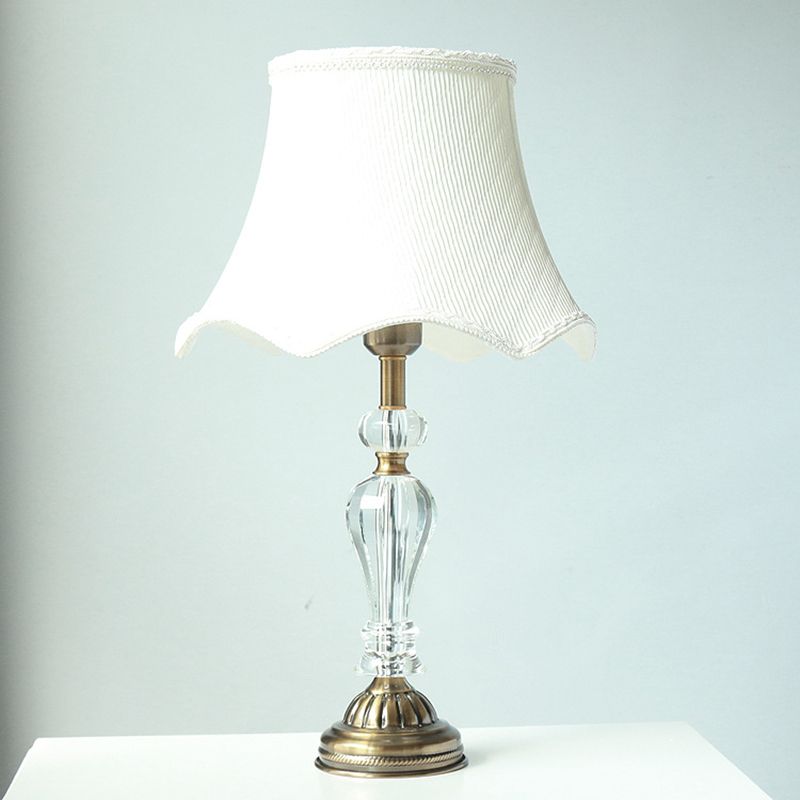 1-Head Bedroom Table Lamp Modernist Gold Nightstand Lighting with Urn K9 Crystal Base