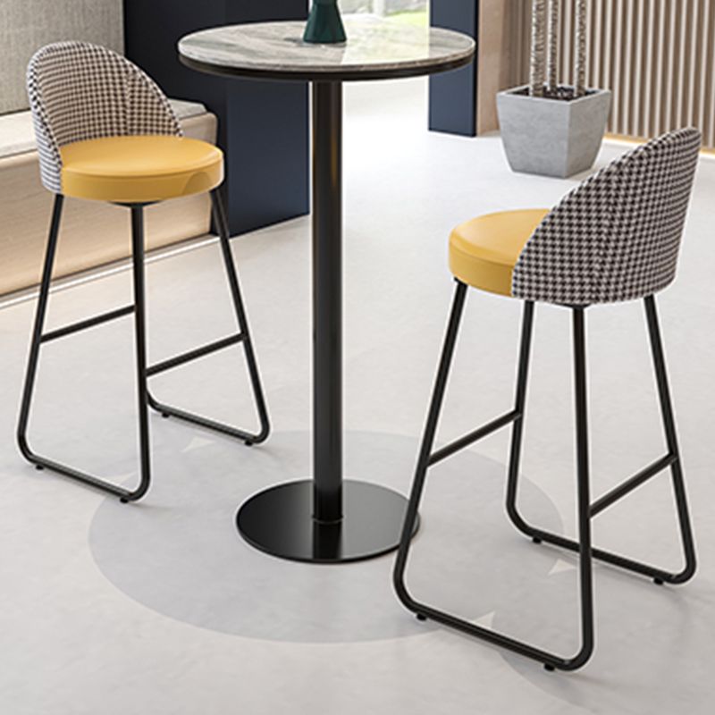 Industrial Leather Counter-height Stool Footrest Shop Dining Stool with Metal Base