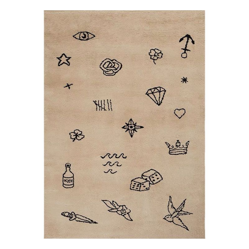 Modern Graffiti Print Rug Polyester Area Carpet Stain Resistant Indoor Rug for Home Decoration