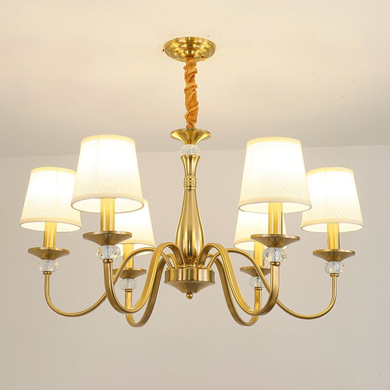 Barrel Chandelier Lighting Fixtures Traditional Suspension Light with Fabric Shade for Living Room