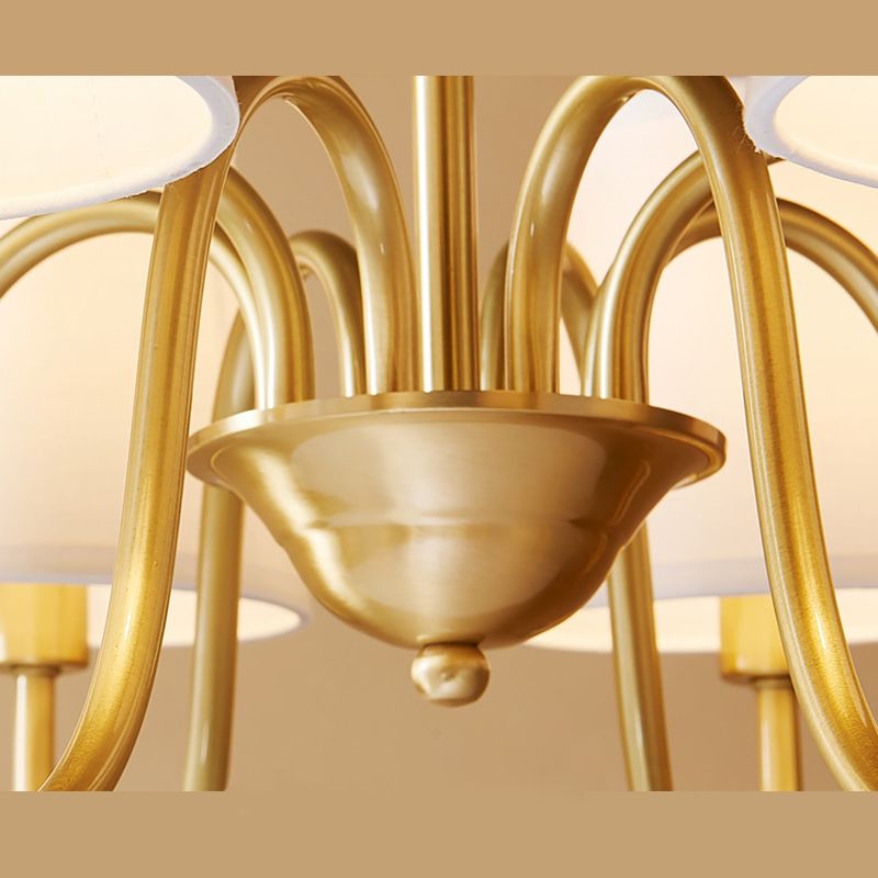 Post-Modern Gold Curving Hanging Chandelier Light Conical Fabric Ceiling Chandelier for Living Room