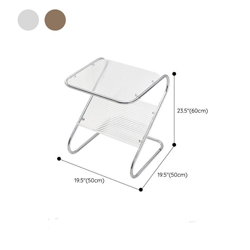 End Table with Storage Glass Abstract Rectangular Modernistic Side Table