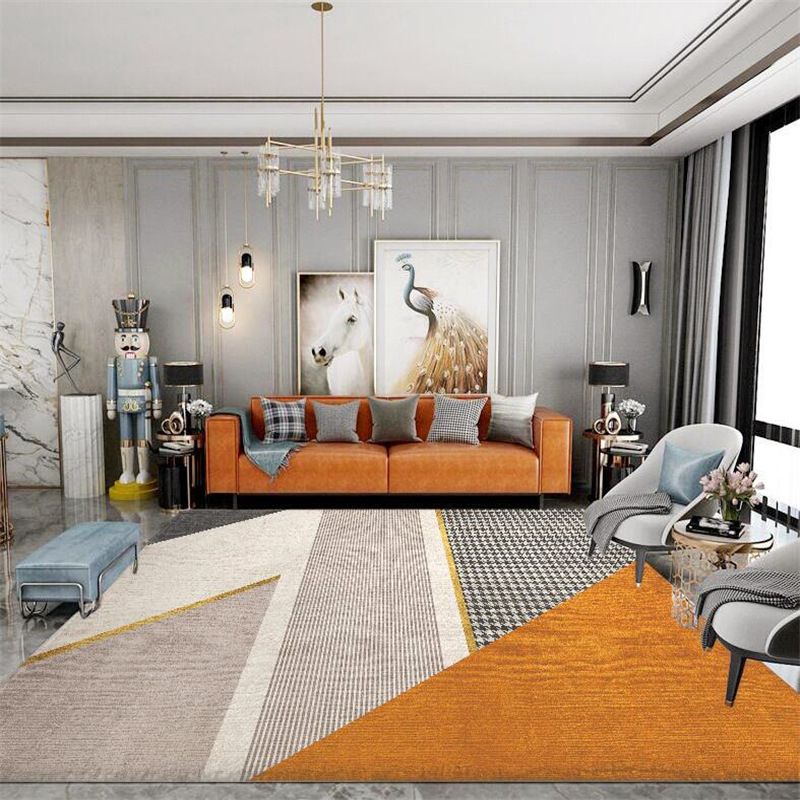 Contemporary Houndstooth Print Rug Polyester Area Carpet Stain Resistant Indoor Rug for Living Room