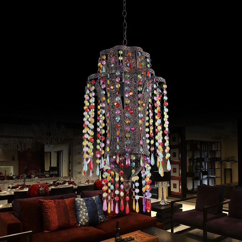 Art Deco Curvy Suspension Pendant 1 Light Metal Hanging Lamp in Bronze for Living Room