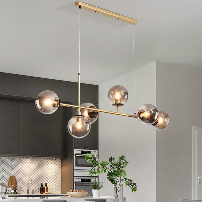 Minimalist-Style Orb Island Lighting Fixture Glass Dinning Room Island Pendant Light