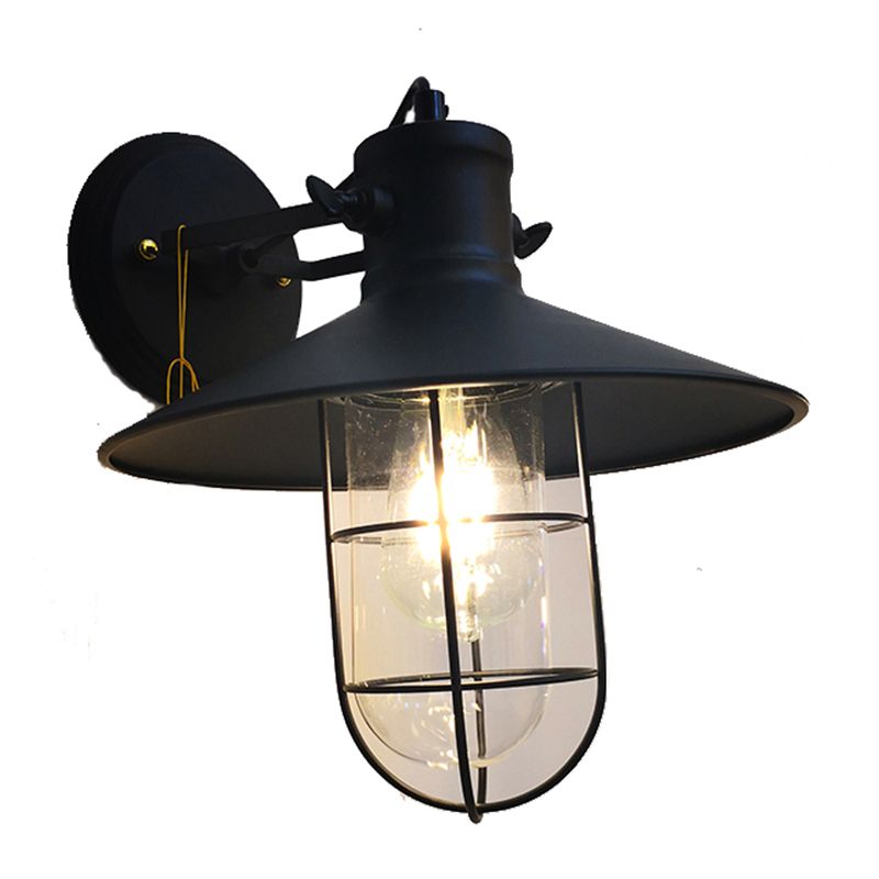 Lampada a parete in gabbia in gabbia in stile industriale 1 illuminazione montata a parete in nero