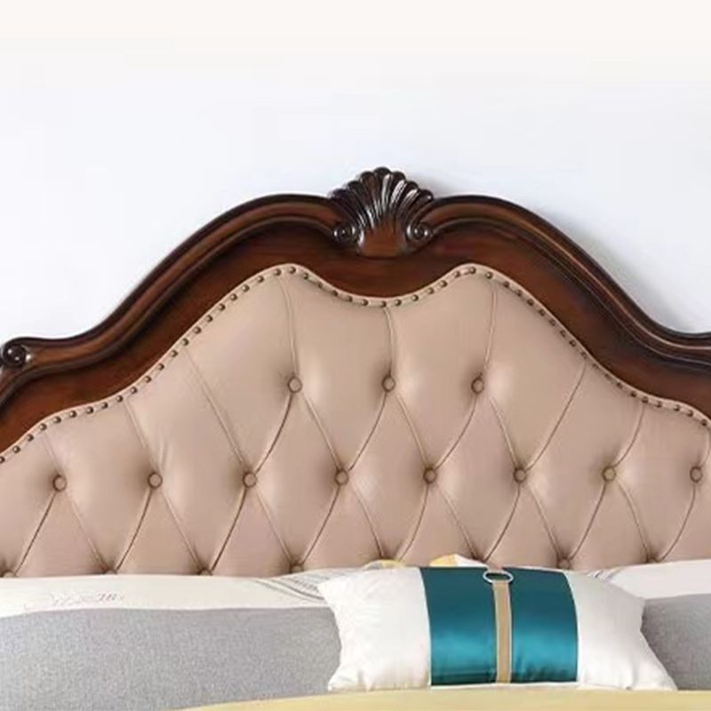 Panel Solid Color Bed Frame Solid Wood Bed Frame with Headboard