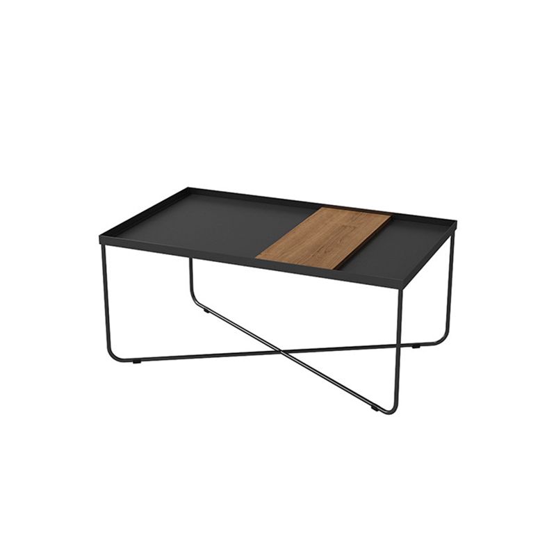 Modern Black Metal Cross Legs Coffee Table Rectangle/Square Table