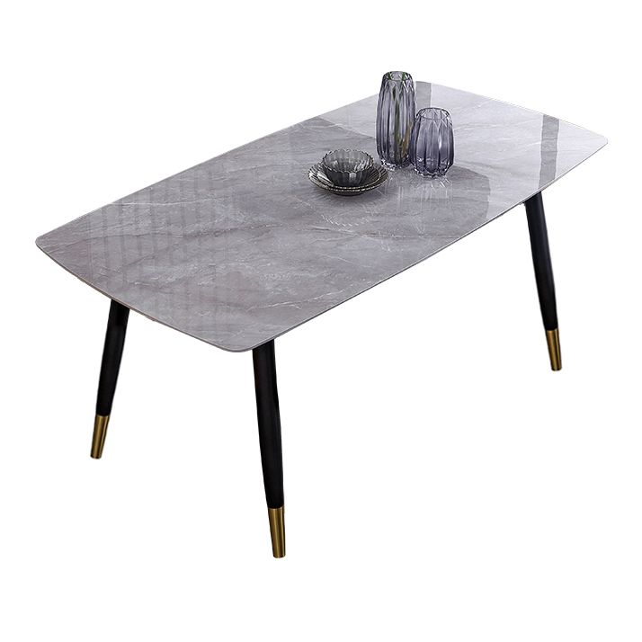 Mesa de comedor de lujo rectangular Tono gris fijo con piedra sinterizada