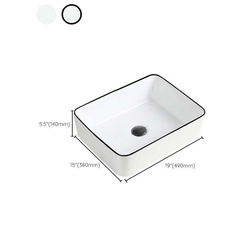 Contemporary Bathroom Sink with Pop-Up Drain Rectangular Vessel Bathroom Sink Only