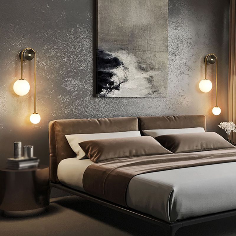 Light Luxury Style Wall Mount Light Copper Ball Shape Wall Lamp for Bedroom