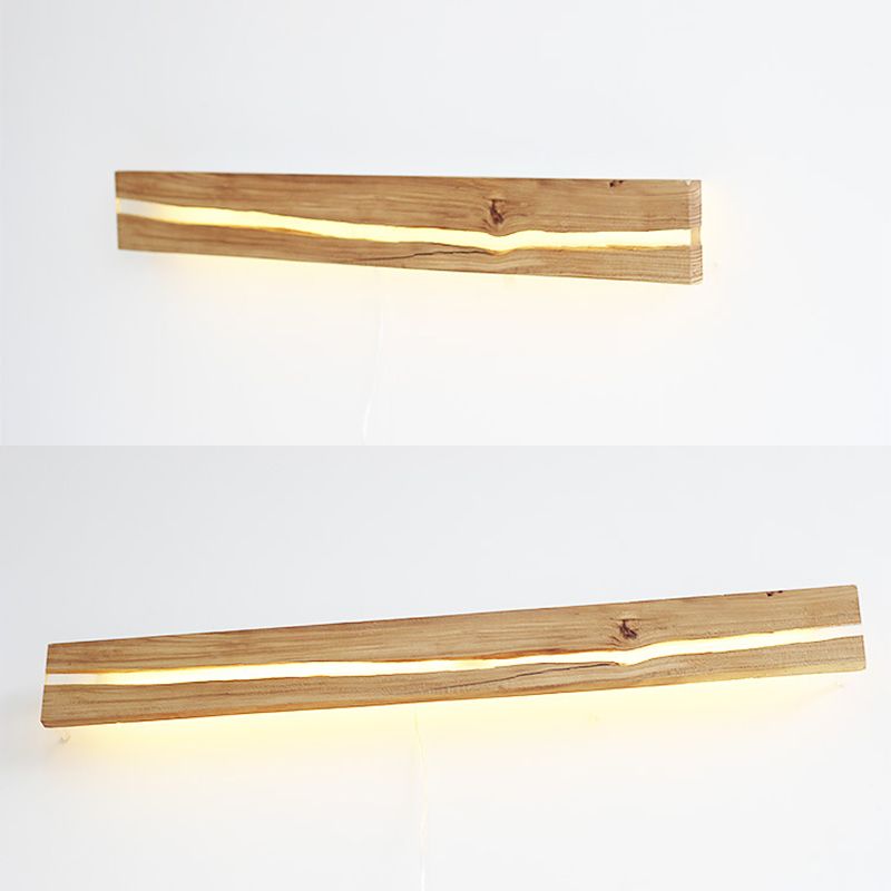Wooden Bar Shaped Shelf Wall Light Nordic Style LED Wall Sconce for Living Room
