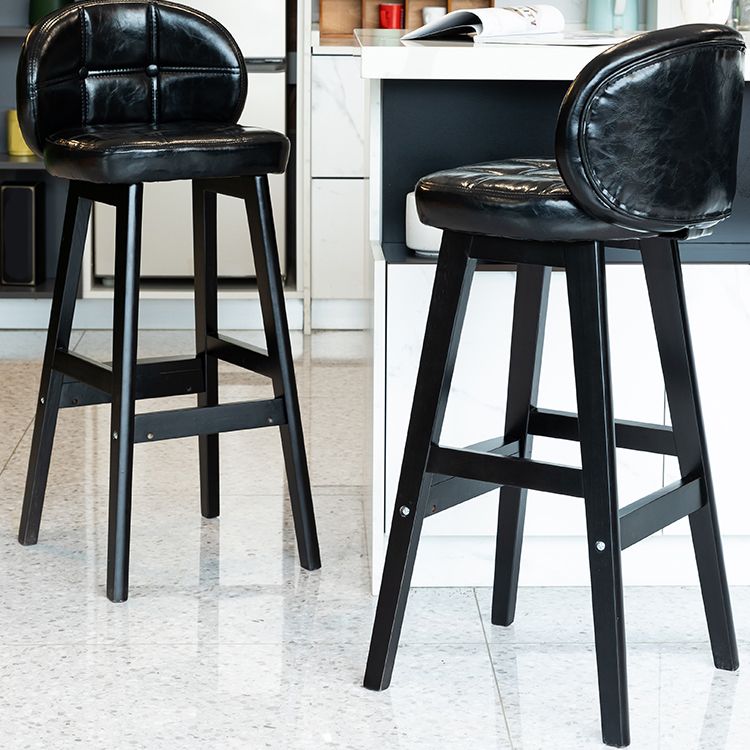 Contemporary Low Back Rubberwood Indoor Bar Stools with Cushion