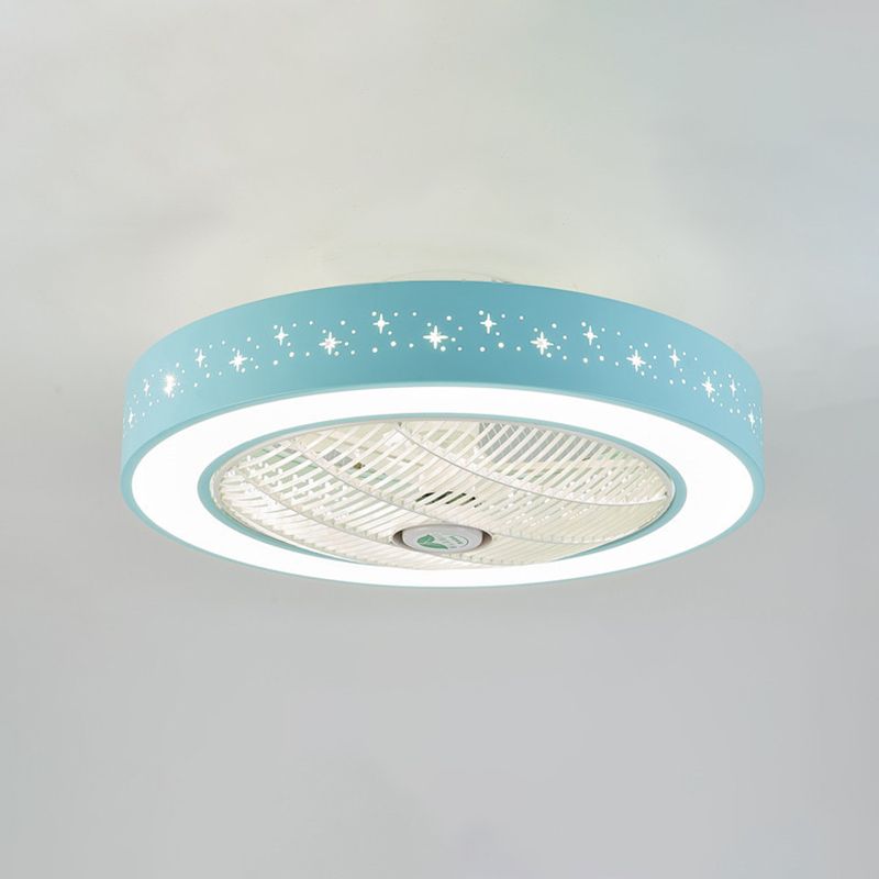 Macaron Ventilateur de plafond creux Light Metal Bedroom LED Semi Flush Mount Éclairage
