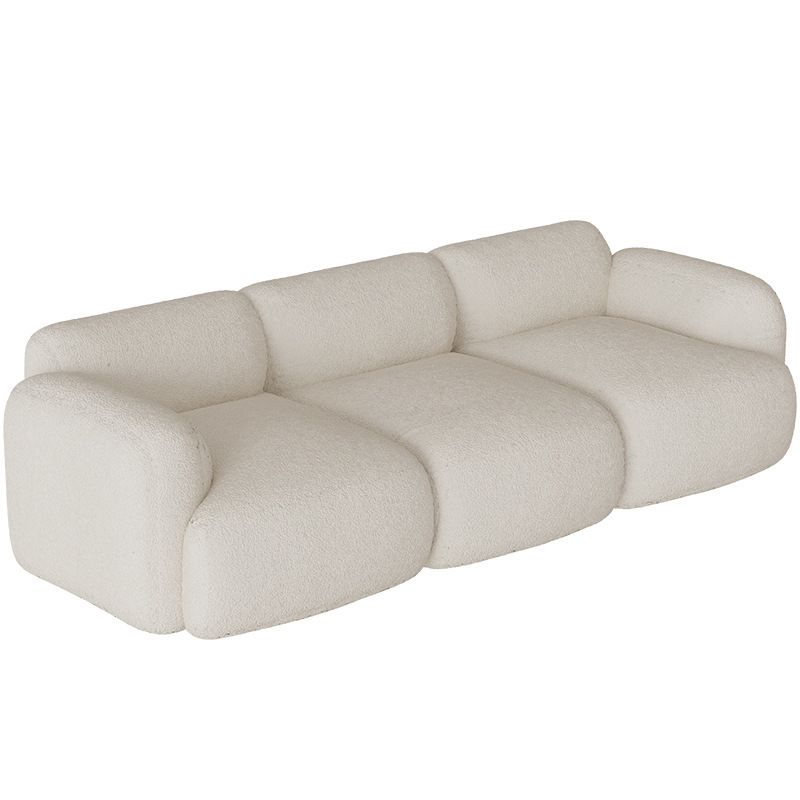 Contemporary Standard Sofa 1/3-seater Round Arm Sofa in White/Brown