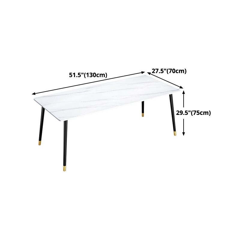 Sintered Stone Dining Table Traditional Luxury White Table with 4 Legs