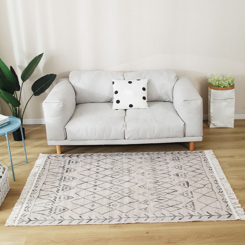 Stijlvolle boho chic tapijt multicolor geometrisch vloerkleed machine wassen tassel-getrimde tapijt voor huis
