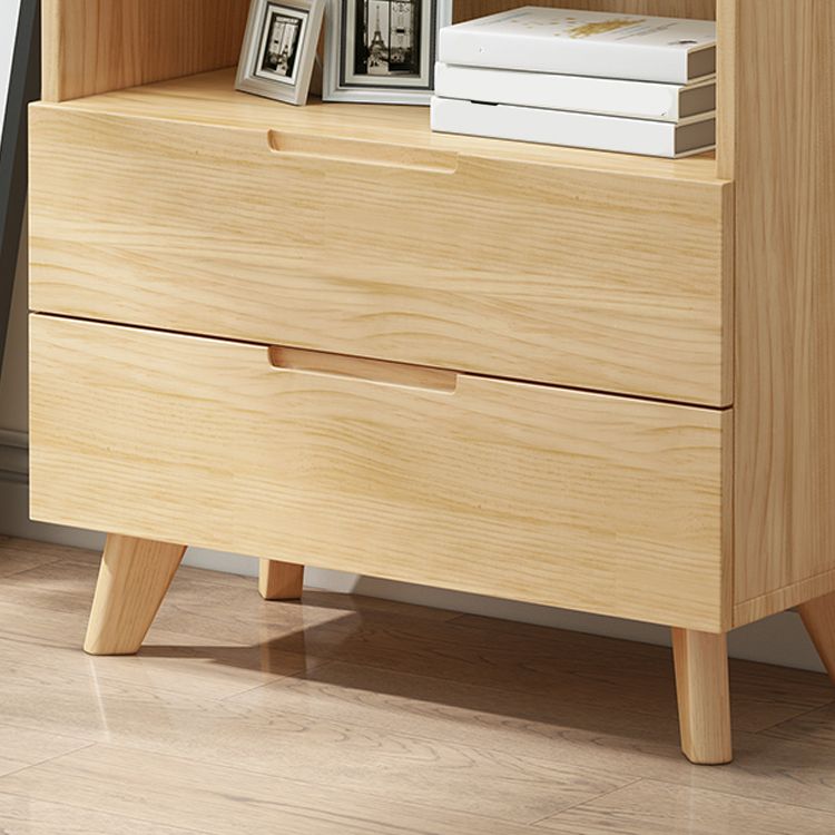 70.9" Tall Modern Natural Cabinet Solid Wood Chest with Glass Door