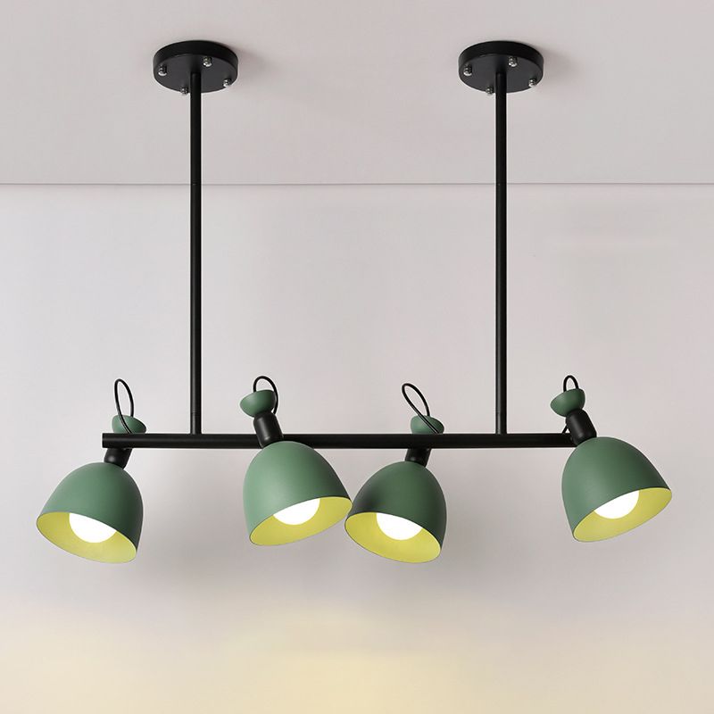 Macaron Bell Island Pendant Iron 4/6 Bulbs Dining Room Swivelable Hanging Lamp Fixture in Grey/Blue/Green