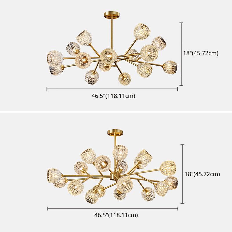 Alcance completo de la iluminación de cristal de cobre Candelera molecular de estilo moderno para sala de estar
