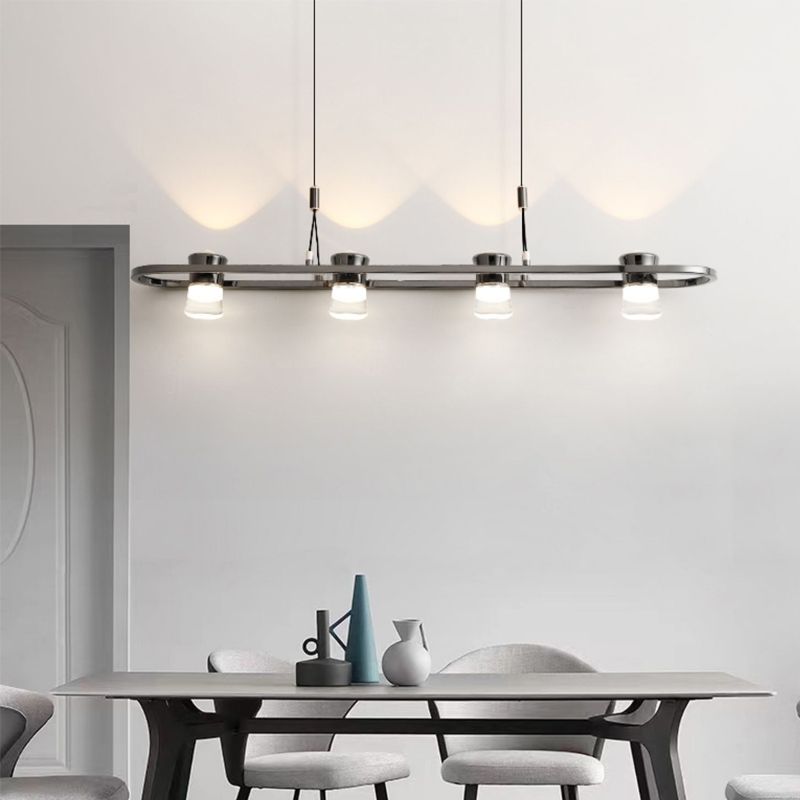 Modern Hanging Light Metal Island Light Fixture in Black for Dining Room