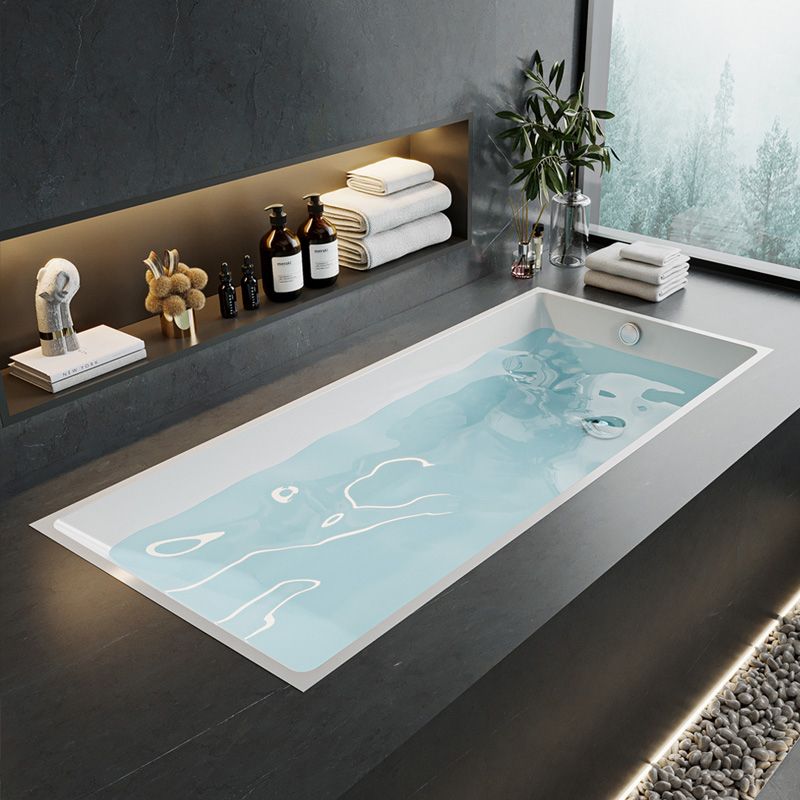 Contemporary Drop-in Soaking Bathtub Rectangle Acrylic Bathtub in White