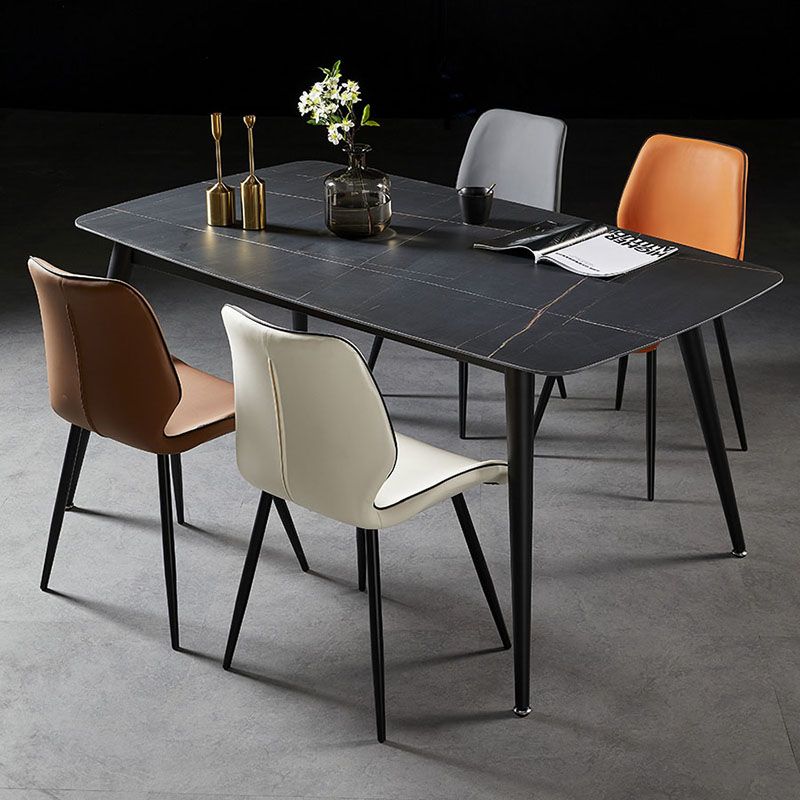 Chaise de salle à manger de style moderne chaise latéral sans bras avec des jambes en métal pour la cuisine
