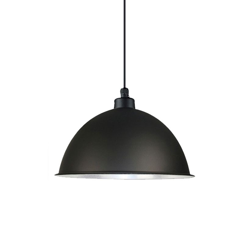 Domed Aluminum Ceiling Fixture Industrial Style 12.5"/14" W 1 Head Restaurant Hanging Lamp with Cord in Black/Red