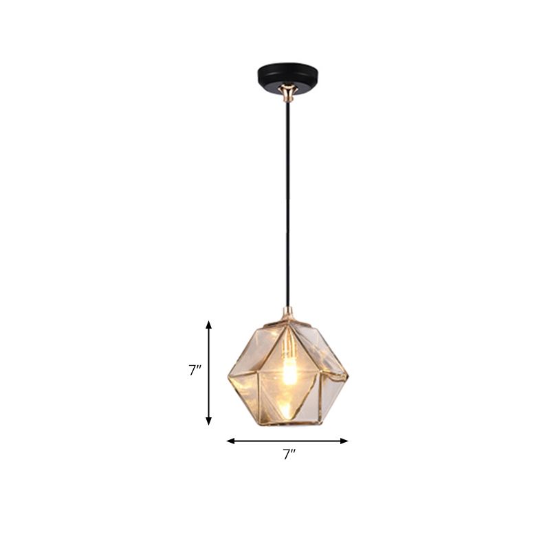 Geometric Pendant Lighting Modern Glass 1 Light Grey/Amber Hanging Pendant Light