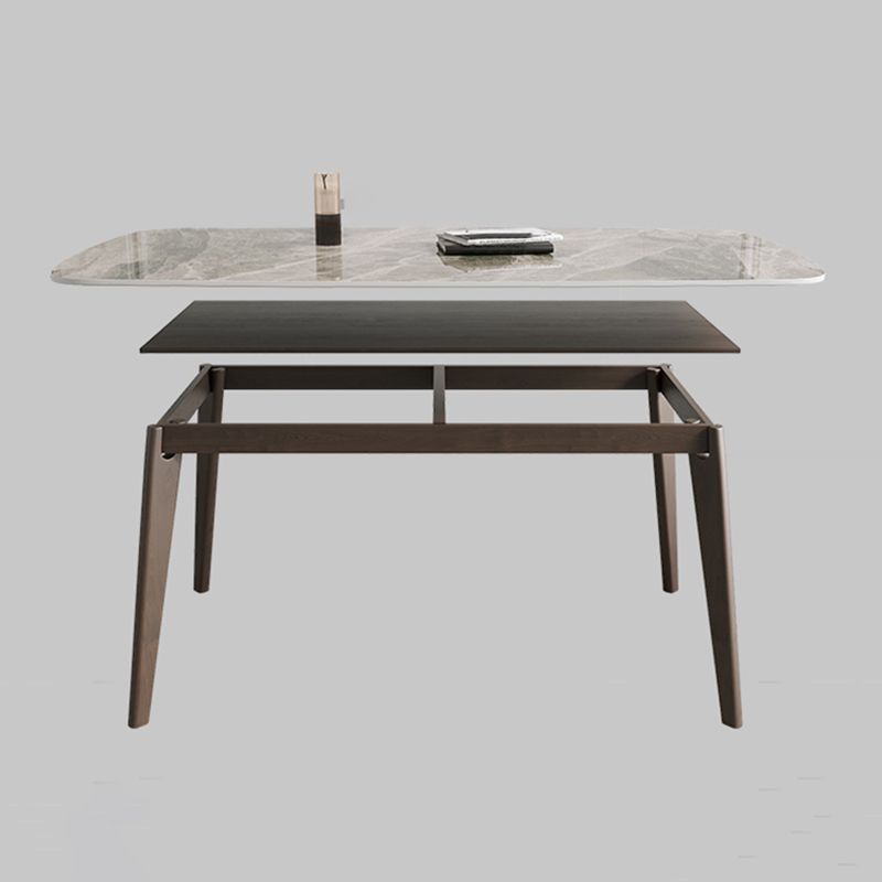 Rectangle Dining Table Oak Solid Wood Base Dining Table with 4 Legs