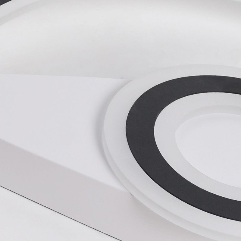 Lámpara de techo LED circular acrílica, accesorio de techo moderno que cuida los ojos en negro para sala de estar