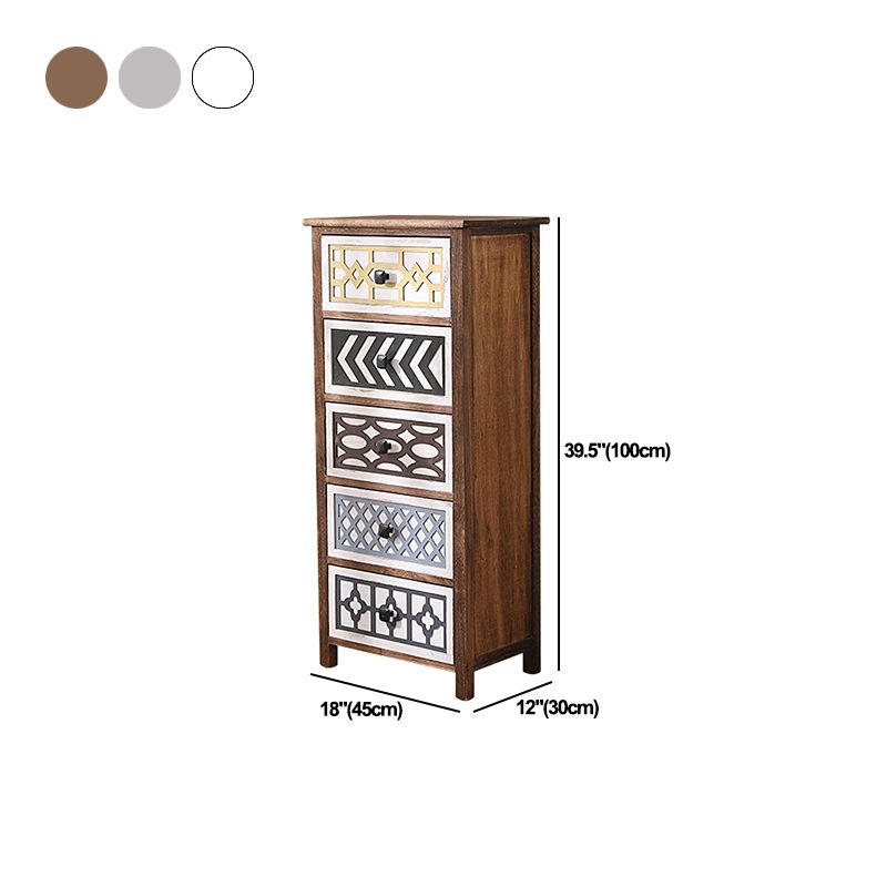 Vertical Wooden Storage Chest Dresser Traditional Lingerie Chest with Drawers