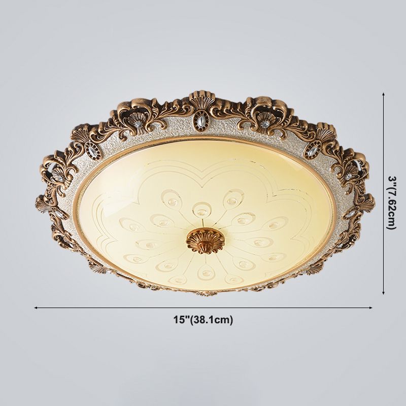 Lámpara LED retro tradicional de estilo simple, lámpara de montaje empotrado con pantalla de vidrio para sala de estar