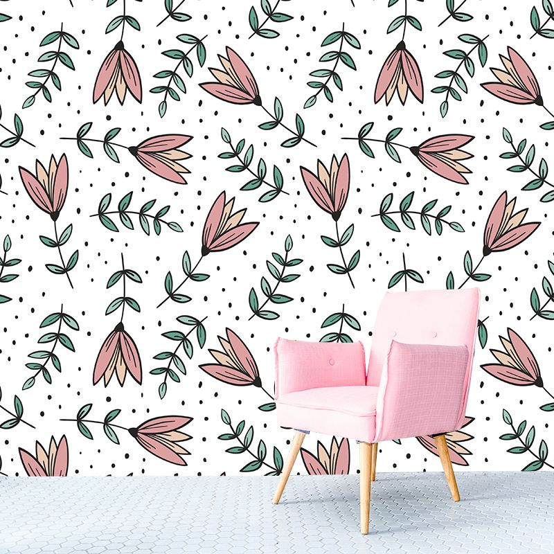 Illustration Flower Pattern Mildew Horizontalt Wall Mural for Living Room