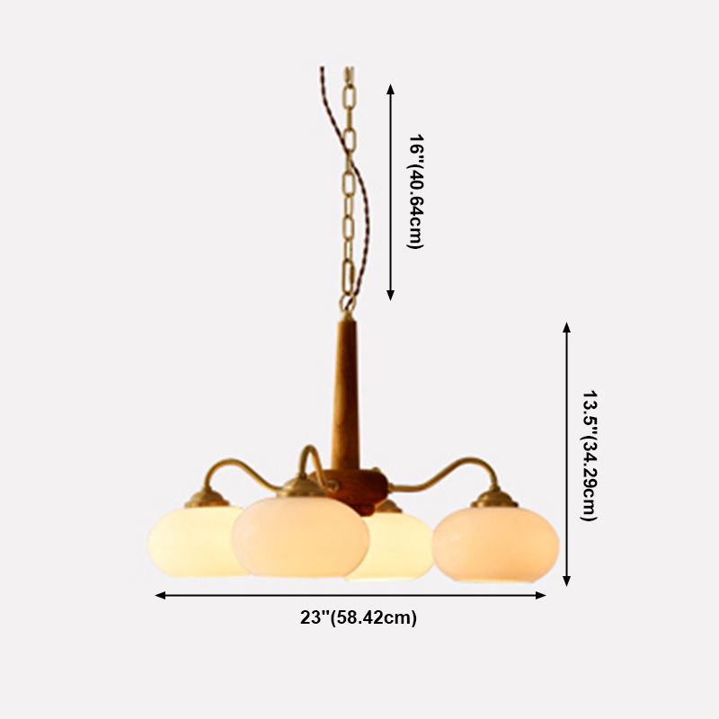 Bowl Chandelier Light Fixtures Modern Multi-Head Hanging Pendant Lamps with White Glass Shade