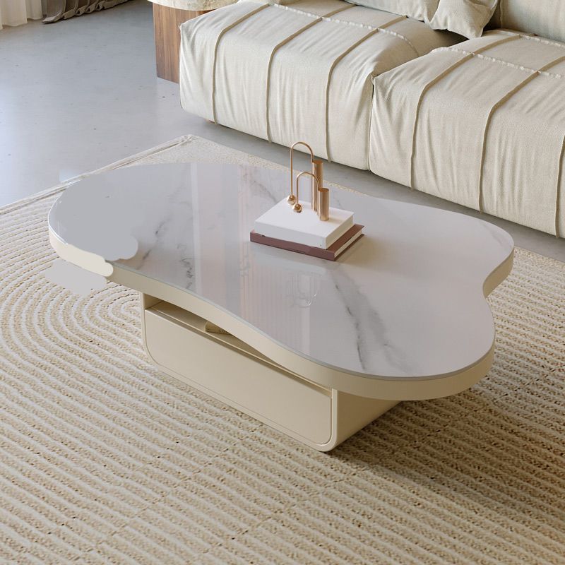 1 - Drawer and 1 - Shelf Coffee Cocktail Table Solid Wood Pedestal Coffee Table