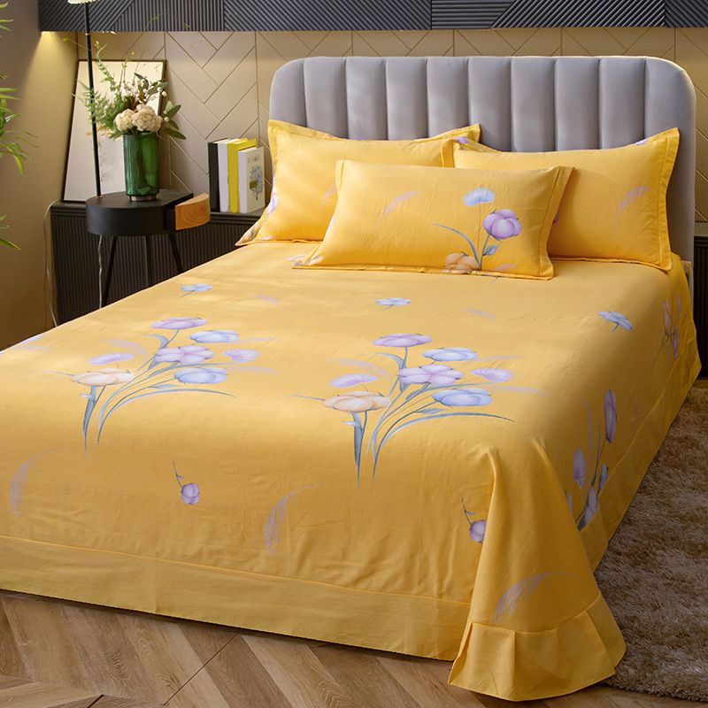 Printed Cotton Bed Sheet Set Twill Breathable 1 Piece Fitted Sheet