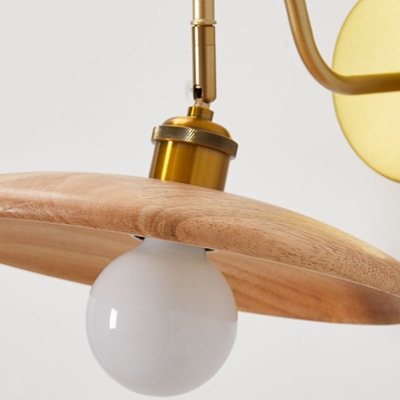 Modernism Single Golden Bathroom Vanity Light Shaded Bath Bar with Wood