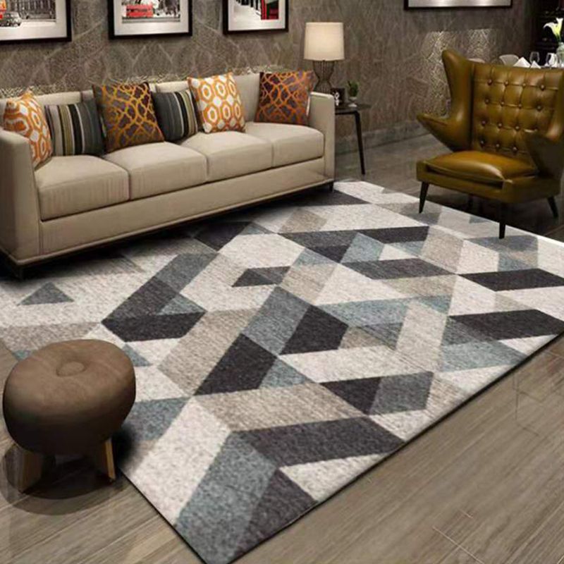 Modern Geometric Print Carpet Polyester Indoor Rug Non-Slip Backing Area Carpet for Living Room
