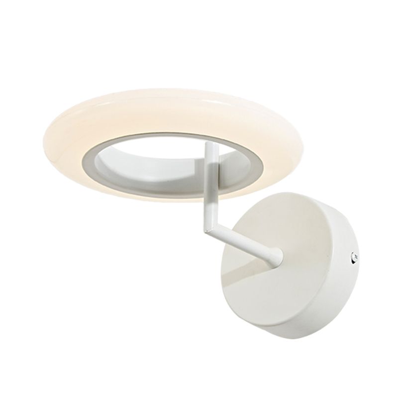 Coffee/White Round Lighting Sconce Modernist Acrylic LED Wall Lamp Fixture with Curved Arm in Warm/Natural Light
