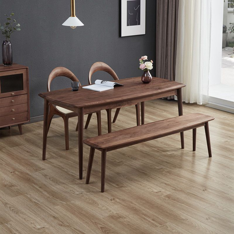Rectangular Solid Wood Dining Table Modern Natural or Brown Furniture with 4 Legs for Home