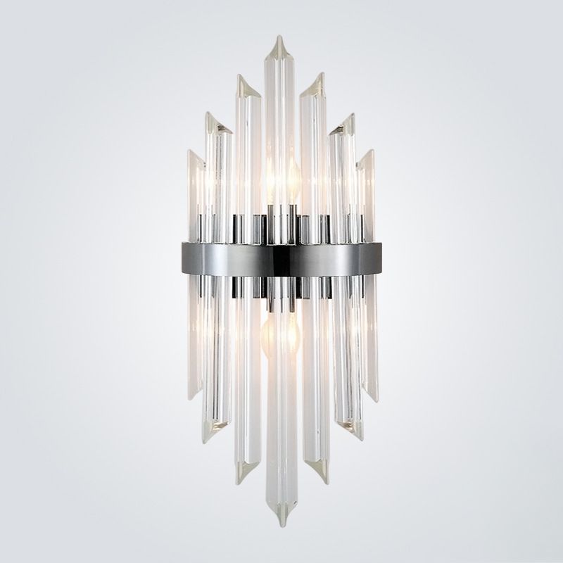 Lámpara de pared de la varita de 2 luces Estilo moderno luces de apliques de cristal negro y dorado