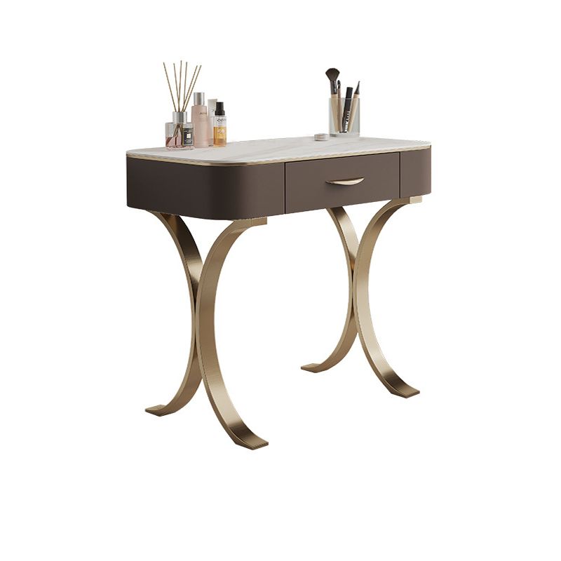 Wooden Glam Makeup Vanity Desk Beige Vanity Dressing Table Set with Drawer